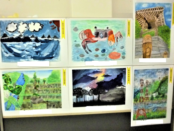 安東支店のユネスコ絵画展の様子